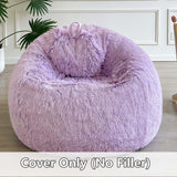 LIFEREVO Fluffy Faux Fur Bean Bag Chair Cover (No Filler), Ultra-Soft Light Purple Stuffed Animal Storage Bean Bag Cover, Anti-Slip Fuzzy Gaming Bean Bag Cover for for Kids Adults (Ombre Lavender) LIFEREVO