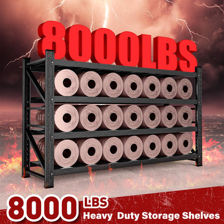 8000LBS Heavy Duty Garage Shelving Units,68" Wide & Deep Storage Shelves,Metal Garage Shelves,Large Storage Rack,Steel Shelf,Industrial Shelving for Shop,Warehouse,Basement,68" W x 24" D x 63.5" H SISESOL