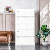 Yizosh 5-Drawer Metal Locking File Cabinet in White - Organiser for Home or Office Yizosh