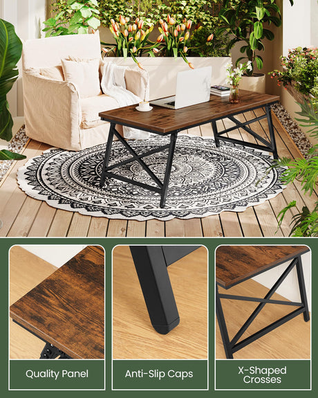 CHOEZON 41.3" Folding Coffee Table with Safety Buckles, Low Coffee Table, Portable Floor Table, for Sitting on The Floor, for Living Room, Bedroom, Balcony, Caravan, Rustic Brown and Black TKF01BF CHOEZON