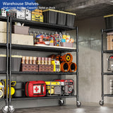 Heavy Duty Shelving, 76.2" H Garage Shelving Unit with Wheels, 4-Tier Garage Storage Shelves Metal Shelves Rack, Adjustable Industrial Shelving for Warehouse Storage, 60" W x 24" D x 76.2" H, Black GIOTORENT