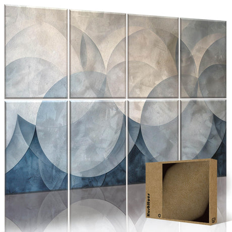 HushHues 8-Pack Art Acoustic Panels 48x32 Inches Soundproof Wall Panels- Sound Absorbing Decorative Panels for Studios, Offices, Theaters, Adhesive Included HushHues