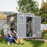 UDPATIO Outdoor Storage Shed 6 x 6 FT, Resin Garden Sheds Plastic Patio Outdoor Storage with Lockable Door for Tool, Bike, Garbage Can Gray White UDPATIO