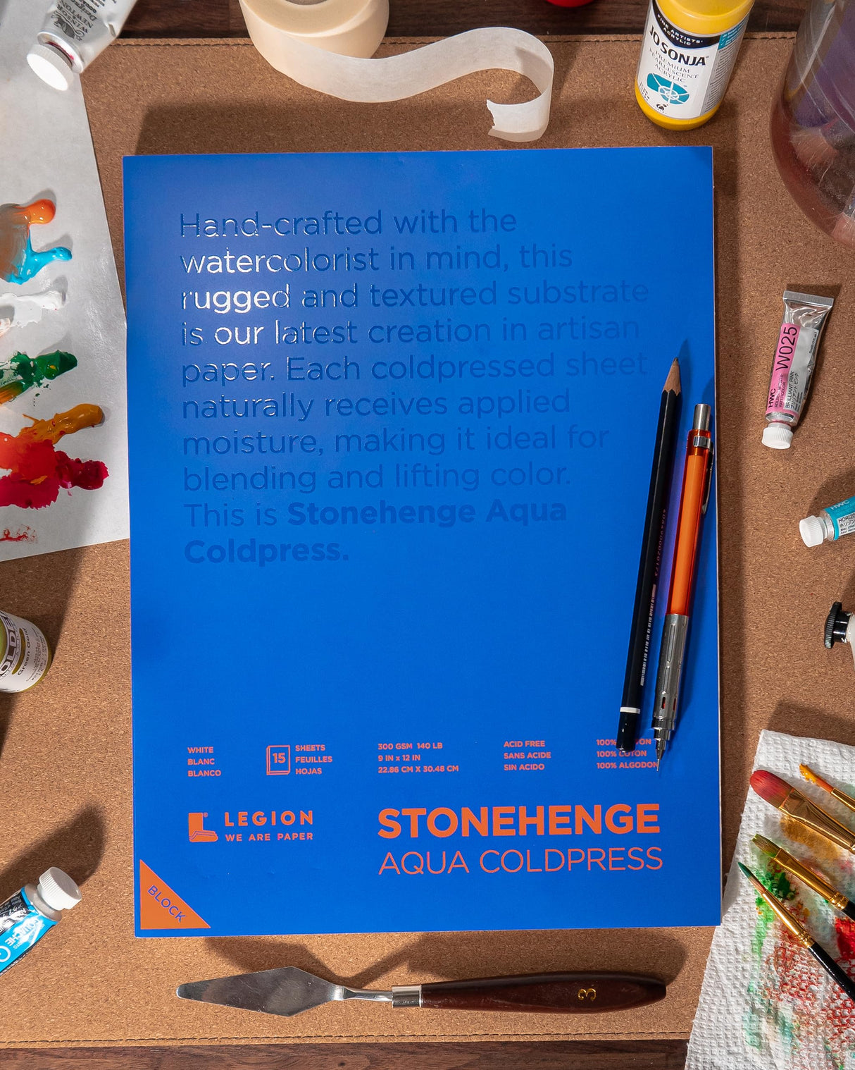 Stonehenge Yupo Paper Aqua Block Coldpress Pad 7"X7" 15 Sheets/Pkg-White 140lb Stonehenge Aqua