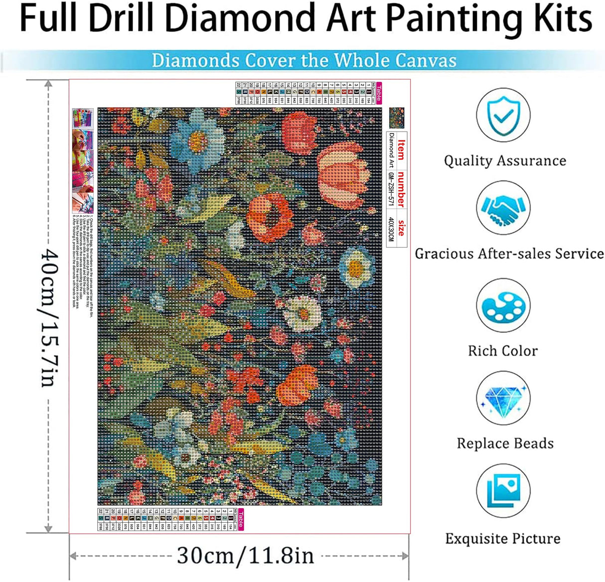 GemZono Diamond Painting Kits for Adults, Flower 5D Diamond Art Kits for Beginner DIY Full Drill Diamond Dots Crystal Craft Kits for Home Wall Decor Gifts 11.8x15.7 inch GemZono