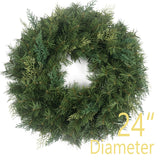 Christmas Wreath Pre-lit 24 inch with 50 Led & Cupressus Tips, Battery Operated Artificial Christmas Wreaths for Front Door with Timer Lights, Wreath for Christmas Decoration Door Windows Wall Green HomeKaren