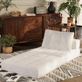 Homall Folding Sofa Bed, Convertible Sleeper Sofa Couch with Headrest & Lumbar Pillow, Chenille Fabric Chair Bed, Single Futon Mattress for Living Room, Apartment, Office (White) Homall