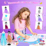 MINIFUN 1500+Pcs Fashion Designer Kit for Girls, Sewing Kit with 7 Mannequins, DIY Arts and Crafts Kit for Kids, Doll Clothes Making Kit, Girl Toys for Age 6 7 8 9 10 11 12 Year Old Gifts MINIFUN
