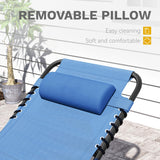 DWVO Patio Lounge Chair, Portable Recliner Lounge Chair Folding Camping Cot, Reclining Chairse Lounge 5 Posistion Adjustable w/Head Pillow & Portable Handbag for Camping, Pool, Beach and Patio, Blue DWVO