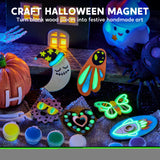 JOYIN 12 Glow in The Dark Wooden Magnets for Kids, Paint Your Own Arts and Crafts Painting Kit, Halloween Crafts Birthday Parties and Family Crafts Gift, Party Favors for Boys Girls Ages 3+ JOYIN