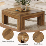Tribesigns 39.4-Inch Square Coffee Table for Living Room, Farmhouse All MDF Accent Center Cocktail Table with Sturdy Wooden Legs, Easy Assembly, Rustic Brown Tribesigns