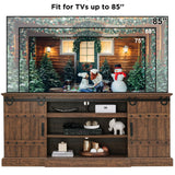 OKD Farmhouse 75" TV Stand for 80 85 Inch TV, Rustic Media Console Table with Sliding Barn Door, Large Highboy Entertainment Center with Storage Cabinet for Living Room, Bedroom, Reclaimed Barnwood OKD