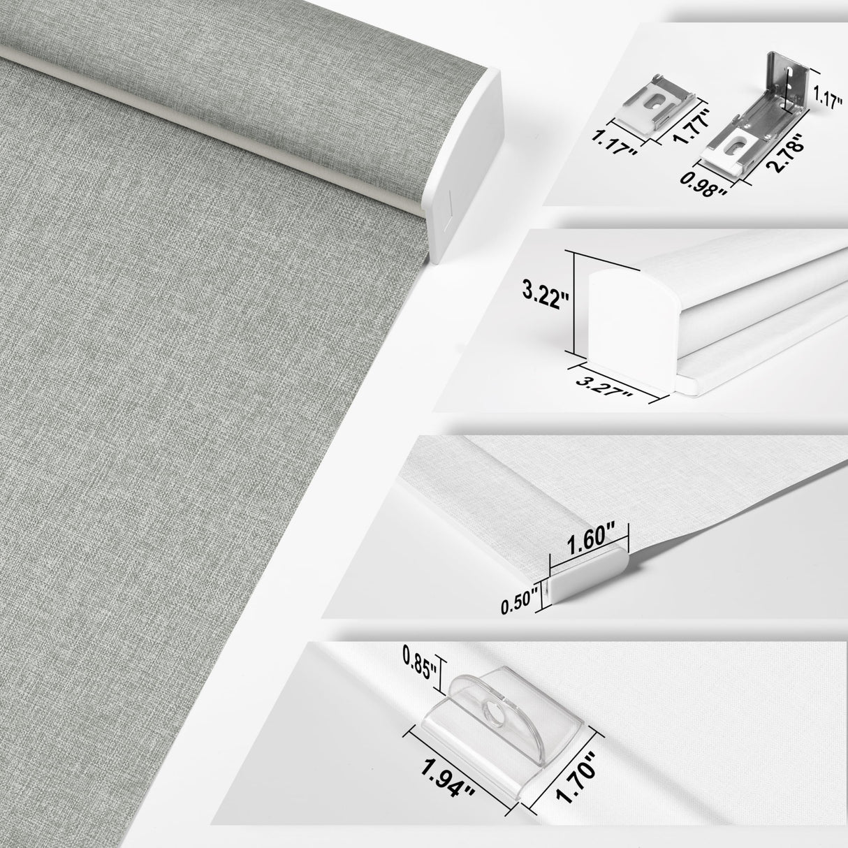 BERISSA Blackout Roller Shades for Windows,Cordless,Linen Fabric,Roller Blinds,Thermal Insulated UV Protection,Window Shades for Home Bedroom Office Door.Grey.Custom Size BERISSA