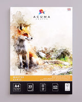 Watercolor Paper Artist Art Pad 35 Sheets, 140lb/300 GSM, Glue Bound, Acid Free, Cold Pressed for Artists Drawing and Sketching Techniques, Made in UK Acuma Crafts