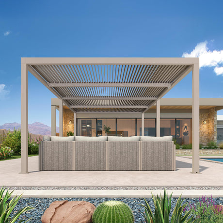 PURPLE LEAF Louvered Pergola 12' × 24' Outdoor Hardtop Gazebo Adjustable Aluminum Sun Shade for Deck Garden Backyard Patio Retractable Roof Canopy PURPLE LEAF