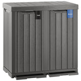 EAST OAK 62 Gallon Outdoor Trash Can | Waterproof Resin Garbage Can with Recycle and Garbage Labels | Secure Bag Lip Lock and Drip Tray | Outside Trash Bin for Patio | Kitchen, Backyard or Deck | Gray EAST OAK