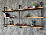 HDDFER Floating Shelves 70 inch Wall Bookshelf Industrial Pipe Shelving Shelves Real Wood Planks Rustic Wall Shelves Hanging Bookshelves Farmhouse Kitchen Bar Shelving HDDFER