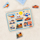 Melissa & Doug Vehicles Sound Puzzle - Wooden Peg Puzzle With Light-Activated Sound Effects (8 pcs) Puzzles for Toddlers, Wooden Puzzles For Kids Ages 2+ Melissa & Doug
