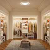 MJOMKN 8FT Closet System with Drawers, Walk-In Closet Organizer with 3 Adjustable Hanging Rods, Wood Closet Storage, Heavy Duty Clothes Rack, 96" L x 16" W x 75" H, Adjustable Wardrobe Rack, White MJOMKN