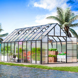 CDCASA 20x10x10 FT Greenhouse for Outdoors, Easy Assembly Large Thicker Aluminum Heavy Duty Polycarbonate Greenhouses Kit w/4 Vent Window, Walk-in Green House for Sunroom Patio,Backyard CDCASA