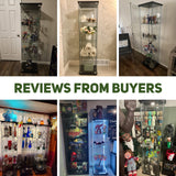 Beauty4U Glass Display Cabinet with 4 Shelves, Curio Cabinets for Living Room, Bedroom, Office, Black Floor Standing Glass Bookshelf, Quick Installation Beauty4U