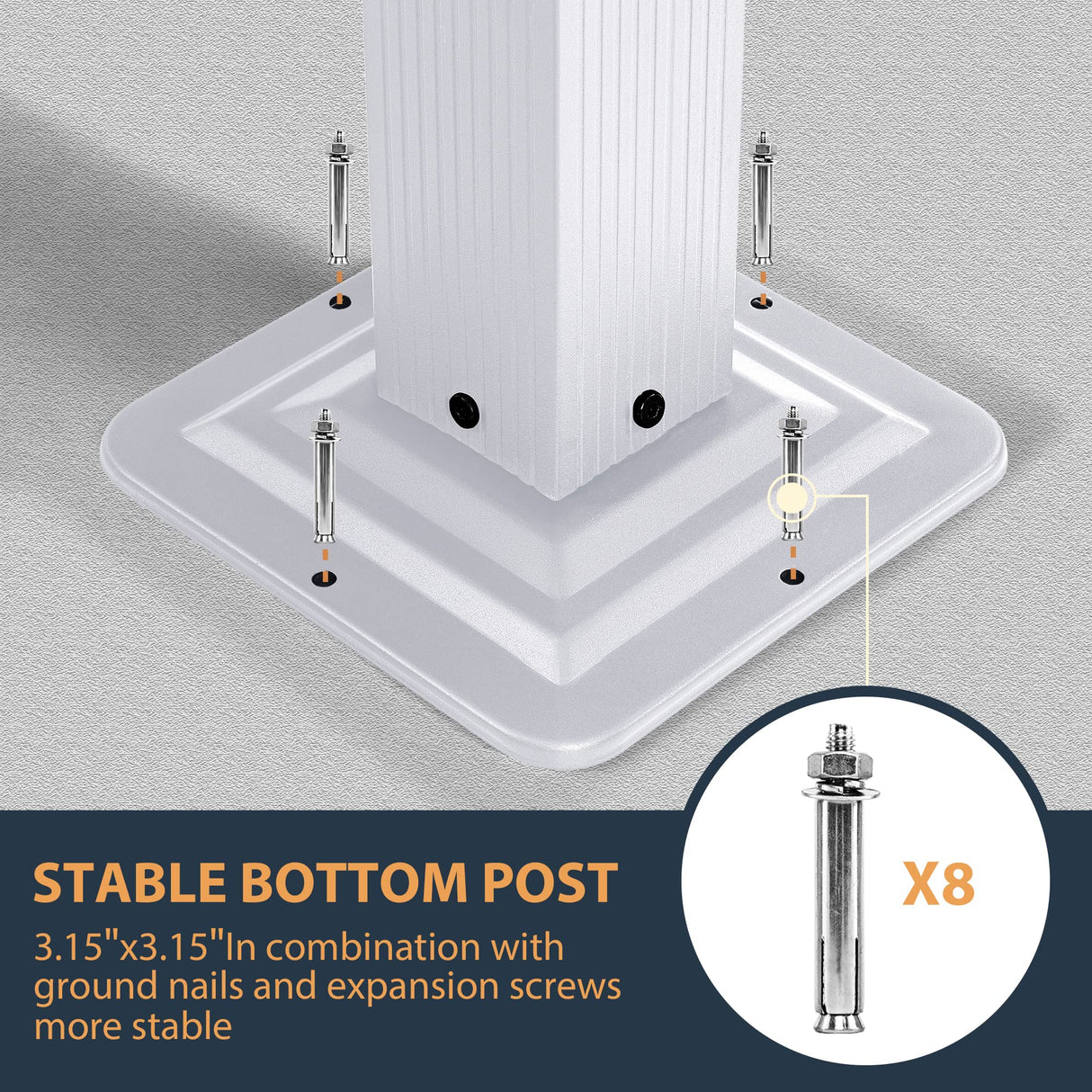 HAPPATIO 10' X 10' Pergola Retractable Pergola Canopy with White Frame for Backyards, Gardens, Patios, Outdoor Pergola with Sun Shade Canopy, Includes Ground Studs and Expansion Screws (Gray) HAPPATIO