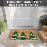Christmas Tree Door Mat 30x17 Inch, Winter Holiday Welcome Mat for Covered Outdoor Area, Coir Doormat w/Non-Slip PVC Backing MAINEVENT