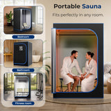 SereneLife Portable Sauna for Home, 2 Person Steam Sauna Tent with 4L Steamer, 2 Folding Sauna Chairs, Remote Control In-Home Spa, 71"x47" - inches (Black) SereneLife