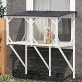 Cat Window Perch, Cat Catio for Large Indoor Cats, Outdoor Pet House Weatherproof, Catio Outdoor Enclosure, Space-Saving Pet Furniture for Window Naps and Sunbathing (Ancient White, 43.3) VKTO