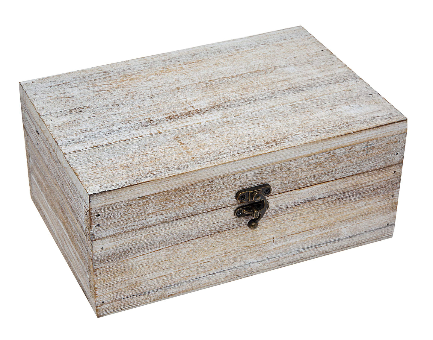 Philip Whitney Rustic Wood Storage Box for Trinket Jewelry - Antique White - WoodArtSupply