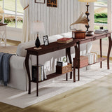 ChooChoo 47 Inch Narrow Console Table with Drawer, Chic Accent Sofa Entryway Table with Shelves for Entryway, Living Room, Hallway, Espresso ChooChoo