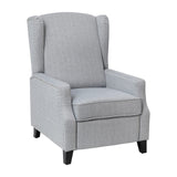 Taylor & Logan Maxfield Traditional Gray Fabric Upholstered Slim Wingback Recliner with Accent Nail Trim and Push Back Recline Taylor & Logan