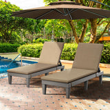 YITAHOME Outdoor Chaise Lounge Chair, Plastic Pool Chaise Lounge with Cushions & 5-Position Backrest, Easy Assembly & Waterproof for Patio & Poolside, Set of 2, Brown YITAHOME
