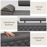 BYSAUD 51" Ottoman with Storage, Storage Ottoman Bench with LED Lights, End of Bed Bench with Upholstered Backrest & Curved Arm, Entryway Bench with Tufted Button for Bedroom Living Room, Dark Gray BYSAUD