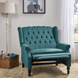 Christopher Knight Home Salome Push Back Recliner, Teal, Dark Brown 33.25D x 37.75W x 42.5H in GDFStudio