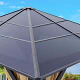 YITAHOME 10x10 Gazebo Polycarbonate Hardtop Outdoor Single Top Canopy with Netting and Shaded Curtains, Aluminum Frame Garden Tent for Patio, Backyard, Deck and Lawns, Brown YITAHOME