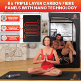 AMBITHERM Large Portable Infrare d Sauna for Home – Extra Large Sauna Tent - 50% More Leg Room – Touch-Sensitive Entertainment Pocket– Reclining Beechwood Chair with Washable Fitted Towel AMBITHERM