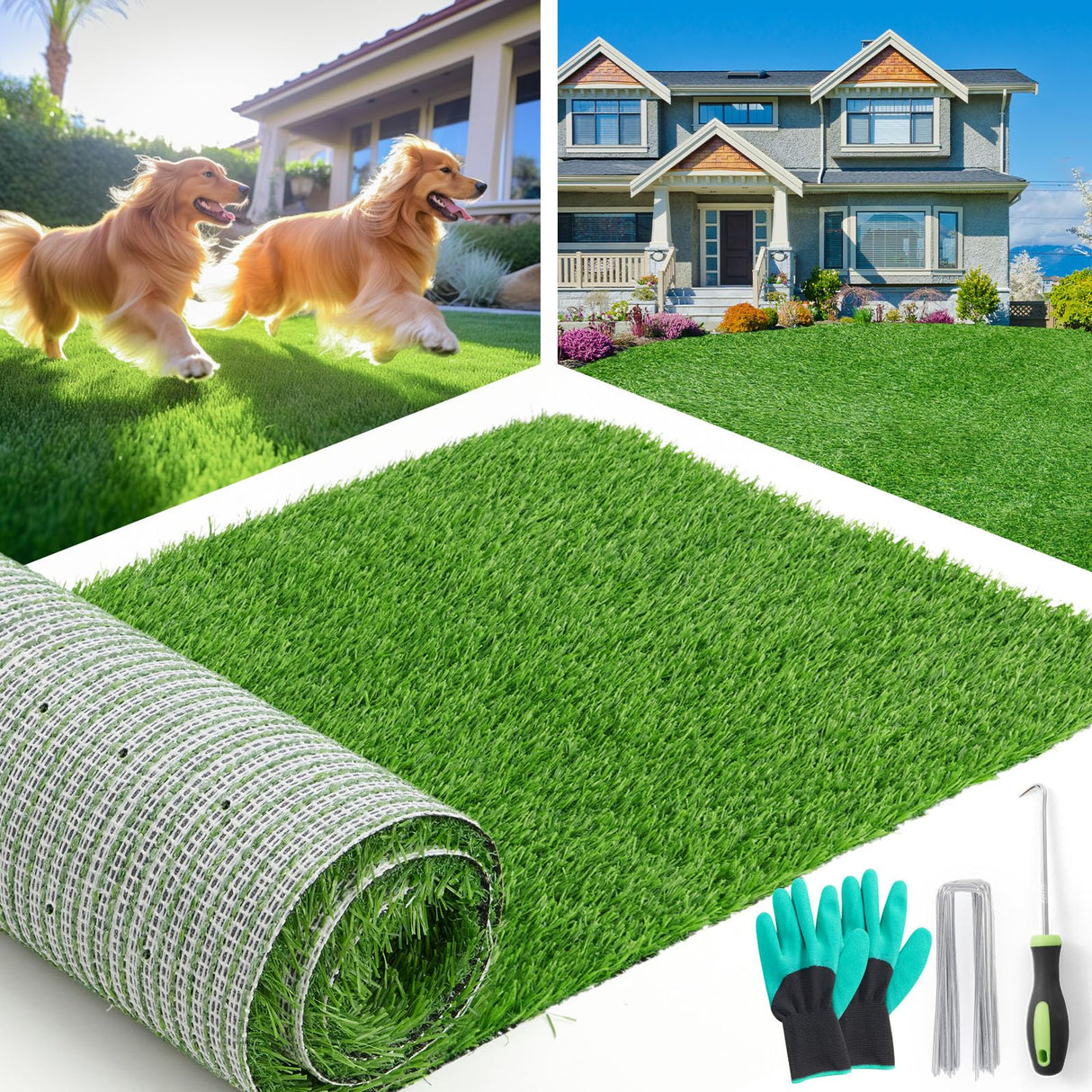 LOOBANI Synthetic Artificial Turf Roll, Artificial Grass for Dog Potty with Drainage Holes, Fake Grass Rug for Garden Landscape Balcony Patio Backyard Decoration (4 Feet x 6 Feet) LOOBANI