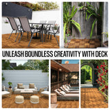 AN68 Pack of 10 Deck Tiles - 12"x12" Interlocking Natural Solid Acacia Wood for Outdoor & Indoor, Patio Garden, Balcony, Poolside - Golden Teak Color AN68