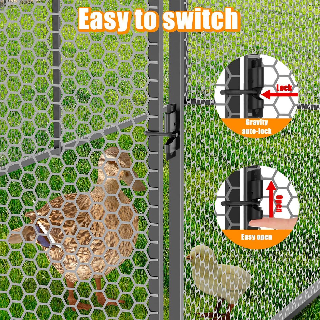 Large Metal Chicken Coop 120"×40"×40" Heavy Duty Chicken Run Hen House with Waterproof Anti-UV Cover for Outdoor Chicken Pens with Chicken Swing SPIDERCAMP