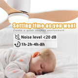 GESUM Ceiling Fan with Light, 42" Flush Mount Ceiling Fan Light with 3 Colors, 6 Speeds, Timing,Low Profile Ceiling Fan with Remote Control 3 Blades for Bedroom Dining Room (White Wood) GESUM