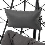 AOPNOMU 2 - Person Hanging Egg Chair with Stand, Steel Frame, for Outdoor & Indoor Use Double Wicker Egg Chair for Patio, Garden, or Balcony Dark Gray AOPNOMU