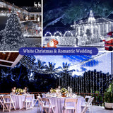 KNONEW 197FT 500 LED Christmas Lights Outdoor String Lights 8 Modes & Memory Fairy Light Plug in Waterproof LED String Lights for Xmas Yard Tree Wedding Party Holiday Decorations (Cool White) KNONEW