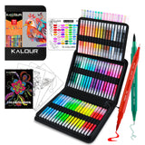 KALOUR 72 Art Markers Pens Set, Dual Tip Brush and Fine Point, Color Number and Name, Zipper Case, Adult Coloring, Lettering, Drawing KALOUR