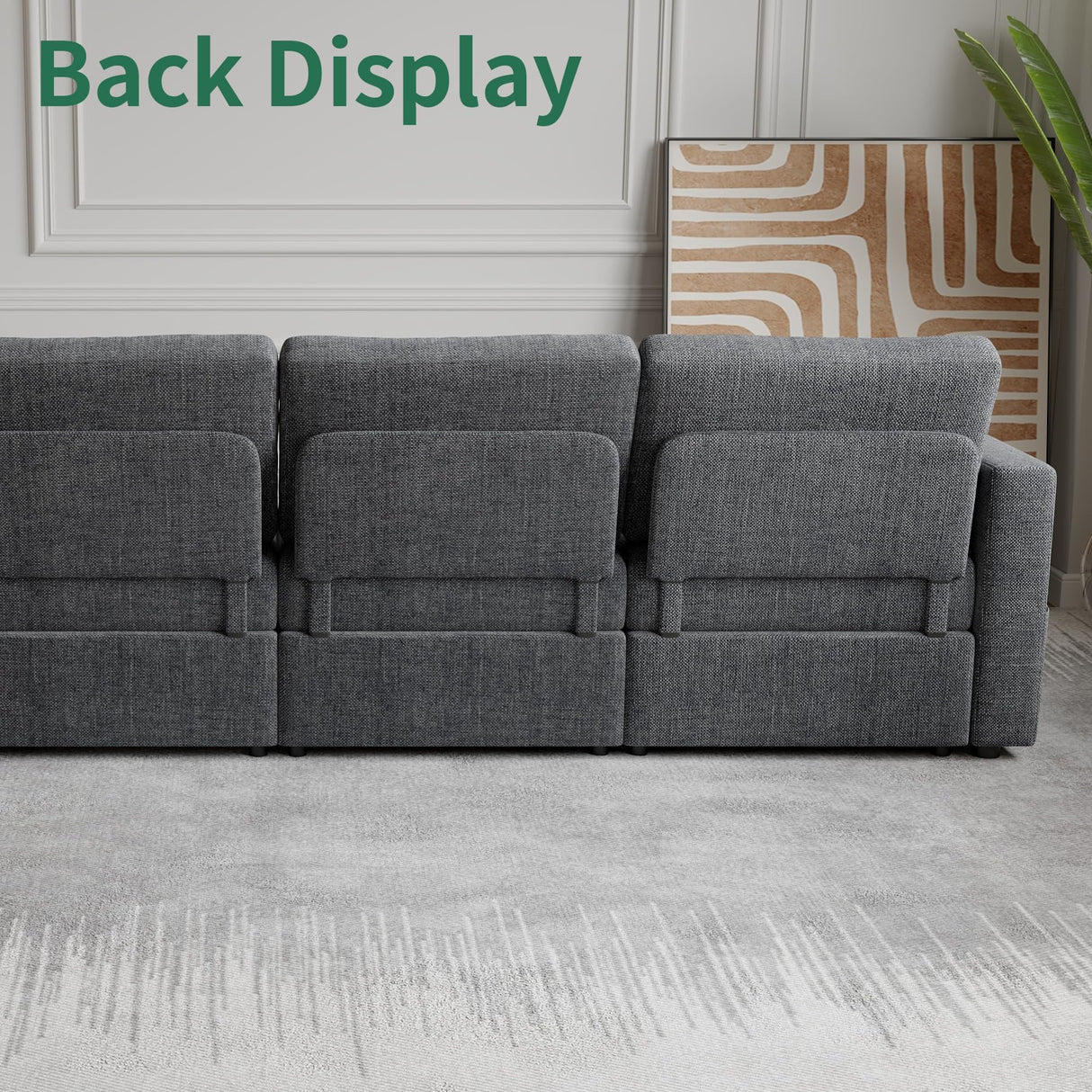 Modular Sectional Sofa with Storage, U Shaped Sectional Sofa with Chaise & Ottomans, Convertible 6 Seat Couch for Living Room with High Supportive Waist Pillow and Cup Holder ISHUHL