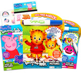 Imagine Ink Coloring Book Bundle ~ 3 Pack No Mess Magic Ink Activity Books with Daniel Tiger, Peppa Pig, and Baby Shark with Peppa Pig Stickers Daniel Tiger's Neighborhood