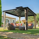 Flamaker Hardtop Gazebo Aluminum Frame Outdoor Gazebo with Privacy Curtains and Gauze Mesh Sunshade Pavilion Double Roof Canopy for Patio, Lawn, Deck, Poolside (Polyurethane Roof, 10' x 13') Flamaker