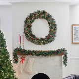 National Tree Company Pre-Lit Artificial Christmas Wreath, Green, Wintry Pine, White Lights, Decorated with Pine Cones, Berry Clusters, Frosted Branches, Christmas Collection, 48 Inches National Tree Company
