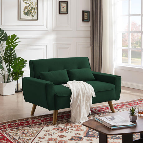 Enobala 49" Small Loveseat Sofa, 2 Seat Mid Century Love Seat Couch with Throw Pillows for Living Room, Apartment, Bedroom and Small Spaces Enobala