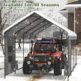 Prime Garden 10'x20'x10' Metal Carport, Heavy Duty Car Port with Enhanced Base Garage, Thickened Outdoor Galvanized Car Shelter for Car, Boats and Truck Prime Garden